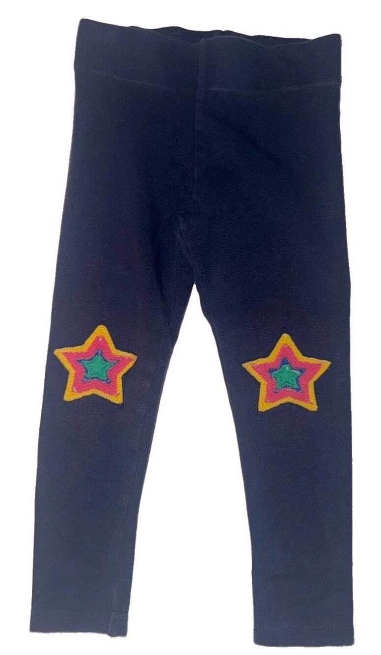 Mini Boden Girls Leggings 3-4Y Navy Blue Star Knee Patch Applique